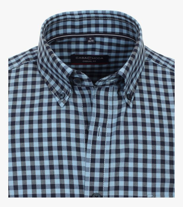 Camasa maneca scurta bumbac barbati CASA MODA CasualFit albastru carouri [3]