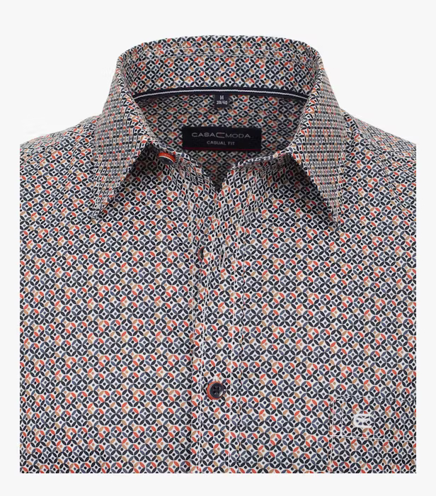 Camasa maneca scurta bumbac CASA MODA barbati Casual geometric portocaliu [3]