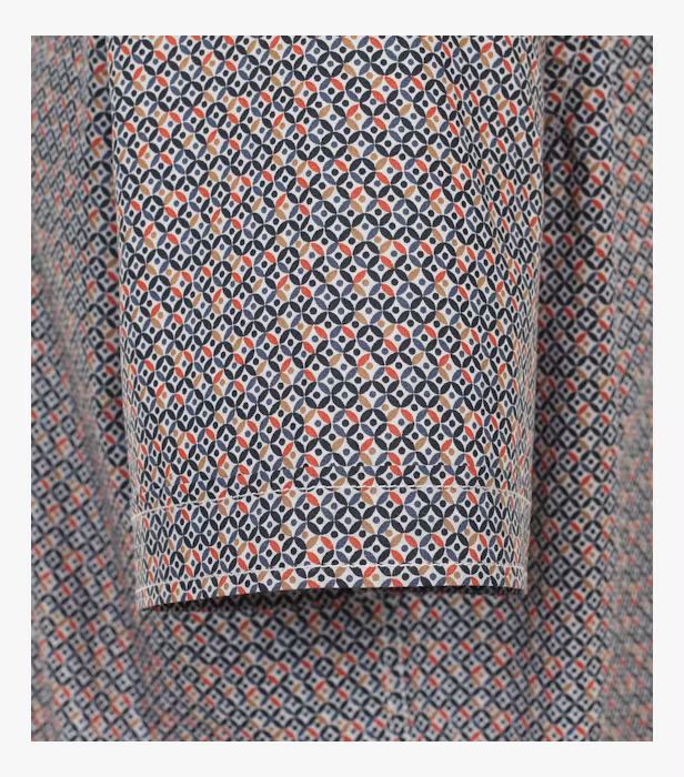 Camasa maneca scurta bumbac CASA MODA barbati Casual geometric portocaliu [4]