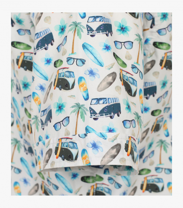 Camasa bumbac maneca scurta barbati CASA MODA print estival verde [4]