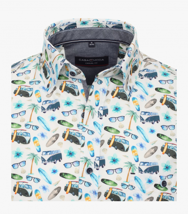 Camasa bumbac maneca scurta barbati CASA MODA print estival verde [3]