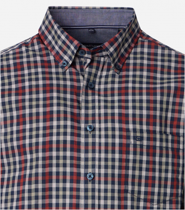 Camasa bumbac maneca scurta barbati CASA MODA CasualFit patratele visiniu [3]