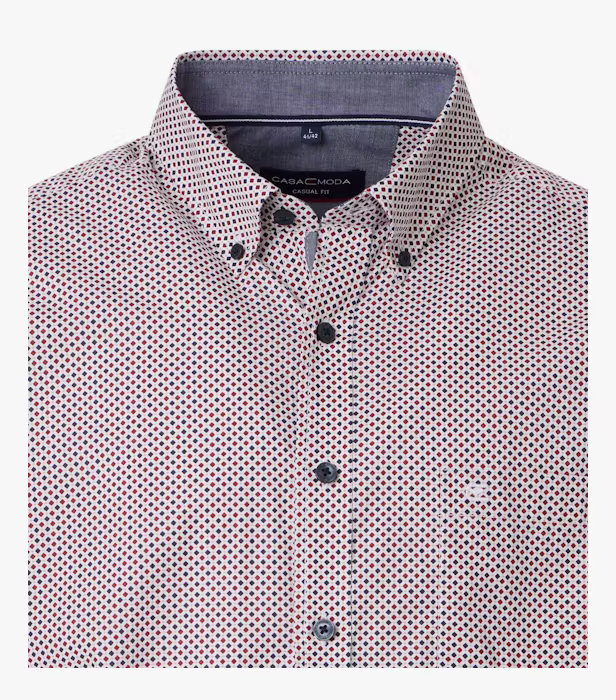 Camasa maneca scurta bumbac CASA MODA barbati Casual geometric rosu [3]