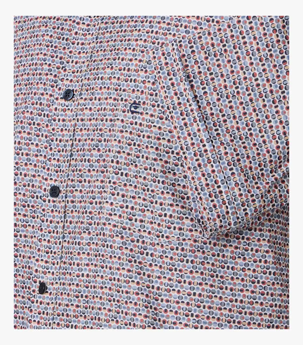 Camasa maneca scurta bumbac CASA MODA barbati Casual cerculete rosu albastru [4]