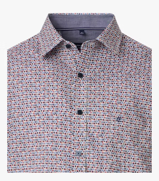 Camasa maneca scurta bumbac CASA MODA barbati Casual cerculete rosu albastru [3]