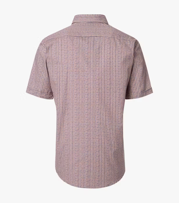 Camasa maneca scurta bumbac CASA MODA barbati Casual geometric rosu portocaliu [2]