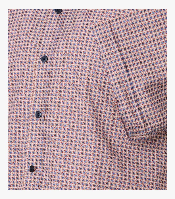 Camasa maneca scurta bumbac CASA MODA barbati Casual geometric rosu portocaliu [4]