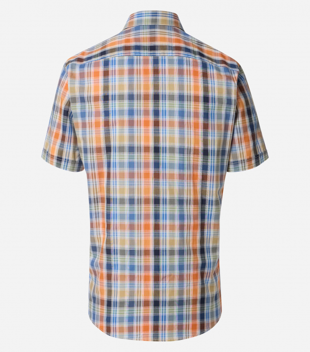 Camasa bumbac maneca scurta barbati CASA MODA CasualFit carouri albastru/portocaliu [2]