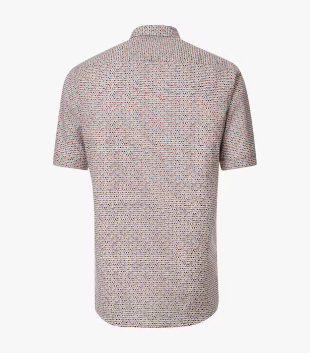 Camasa bumbac maneca scurta barbati CASA MODA CasualFit portocaliu cerculete [2]