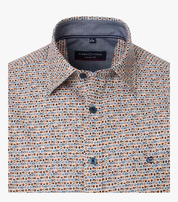 Camasa bumbac maneca scurta barbati CASA MODA CasualFit portocaliu cerculete [3]