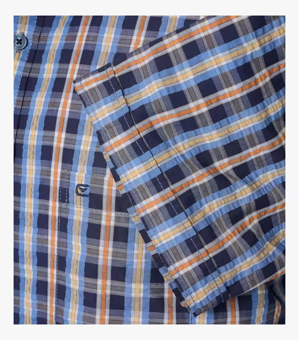 Camasa bumbac maneca scurta barbati CASA MODA CasualFit albastru carouri [4]