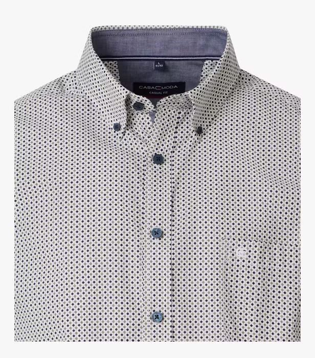 Camasa maneca scurta bumbac CASA MODA barbati Casual geometric verde [3]