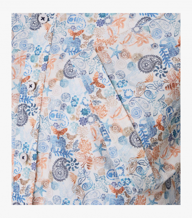 Camasa bumbac maneca scurta barbati CASA MODA CasualFit albastru paisley [4]