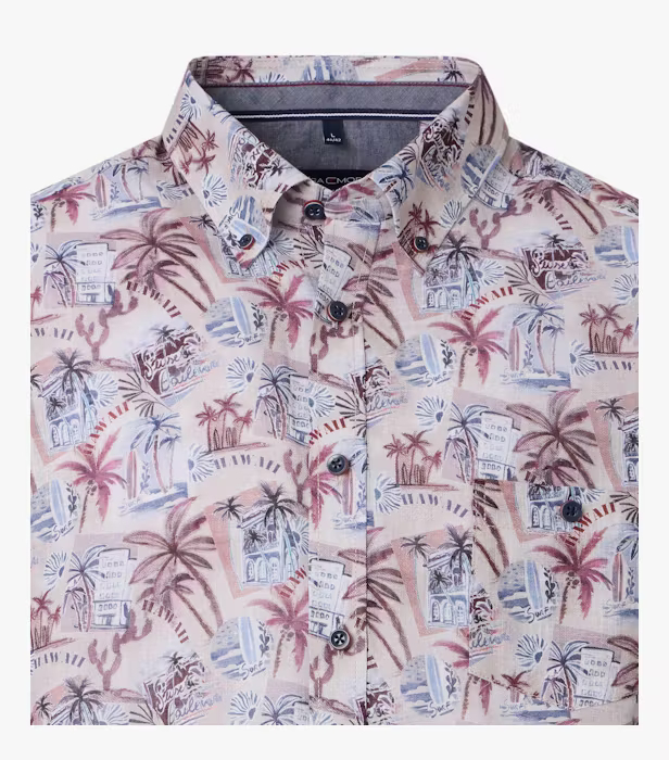 Camasa maneca scurta bumbac CASA MODA barbati Casual estival rosu [3]