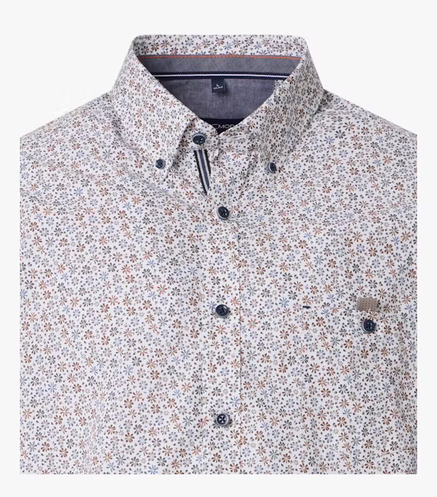 Camasa maneca scurta bumbac CASA MODA barbati Casual floral portocaliu [3]