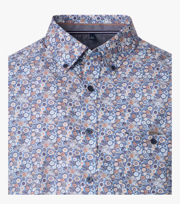 Camasa bumbac maneca scurta barbati CASA MODA CasualFit albastru cerculete [3]