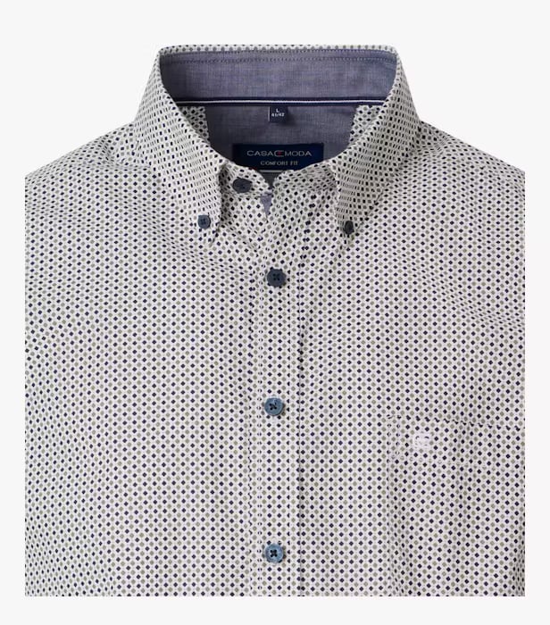 Camasa maneca scurta bumbac CASA MODA barbati Comfort geometric verde [3]