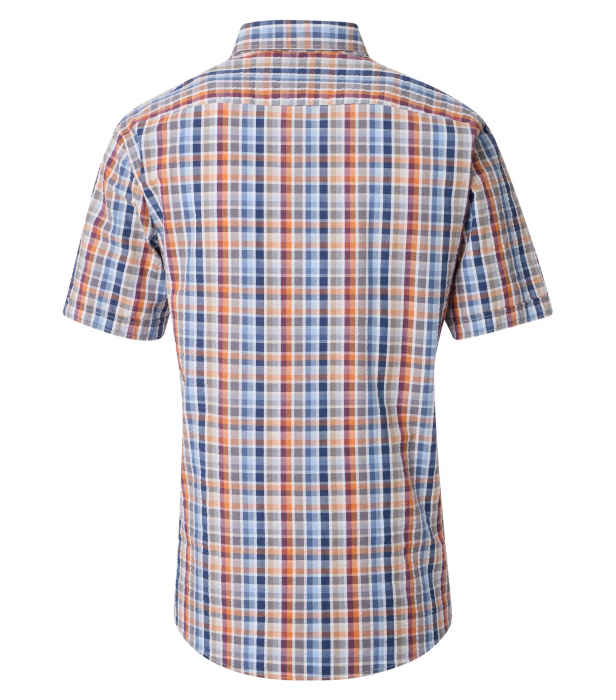 Camasa bumbac maneca scurta barbati CASA MODA CasualFit portocaliu/albastru carouri [2]