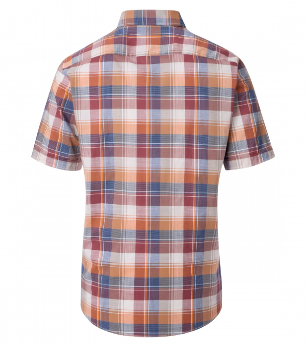Camasa bumbac maneca scurta barbati CASA MODA CasualFit portocaliu/visiniu carouri [2]