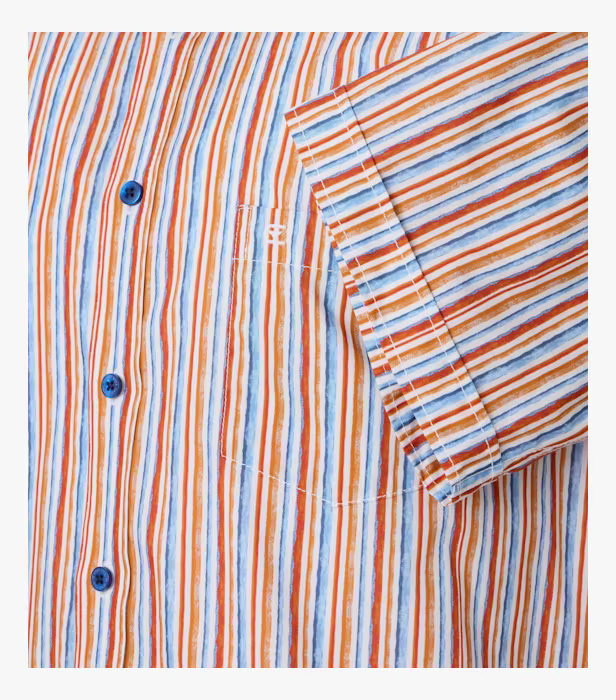 Camasa bumbac maneca scurta barbati CASA MODA CasualFit portocaliu dungulite [4]