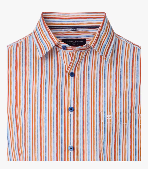 Camasa bumbac maneca scurta barbati CASA MODA CasualFit portocaliu dungulite [3]
