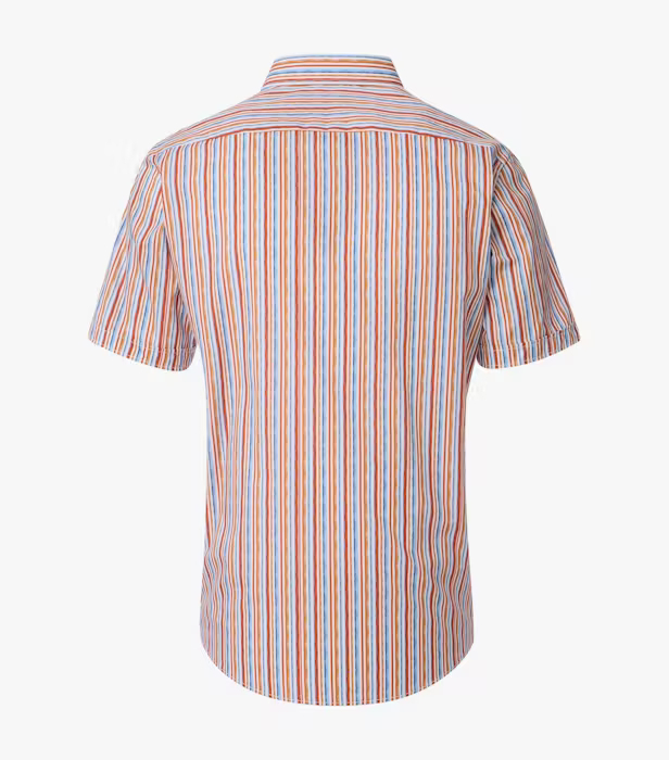Camasa bumbac maneca scurta barbati CASA MODA CasualFit portocaliu dungulite [2]