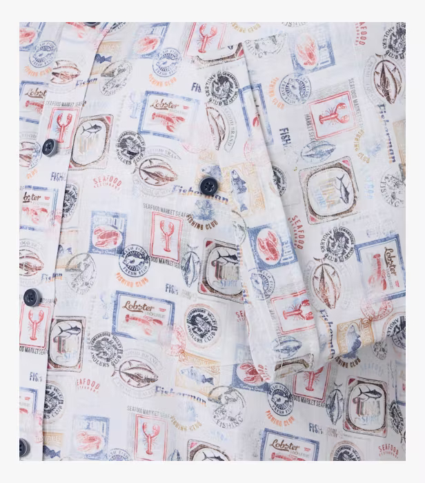 Camasa bumbac maneca scurta barbati CASA MODA CasualFit rosu/albastru print estival [4]