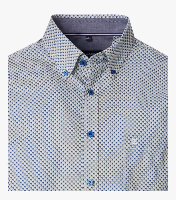 Camasa bumbac maneca scurta barbati CASA MODA CasualFit bleu print geometric [3]