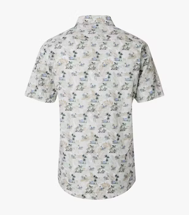 Camasa bumbac maneca scurta barbati CASA MODA CasualFit bej/oliv print estival [2]