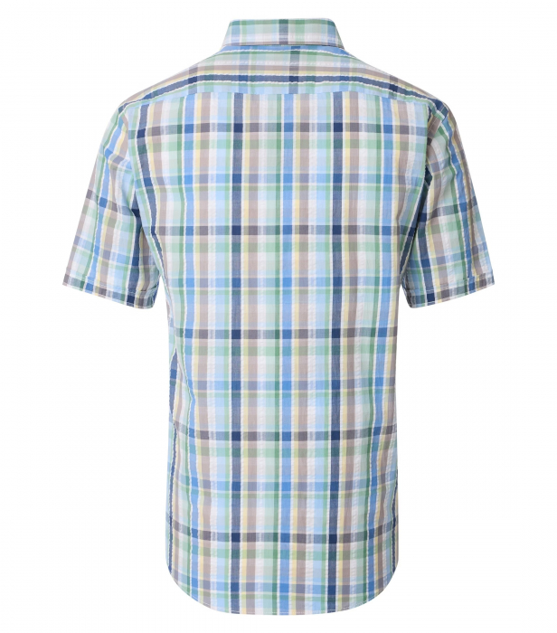 Camasa bumbac maneca scurta barbati CASA MODA CasualFit verde/albastru carouri [2]