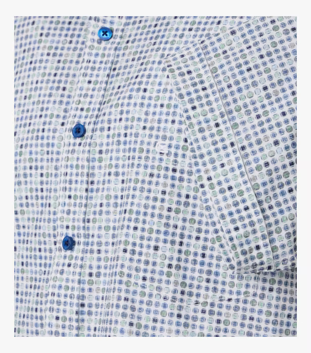 Camasa bumbac maneca scurta barbati CASA MODA New York CasualFit verde/albastru cerculete [4]