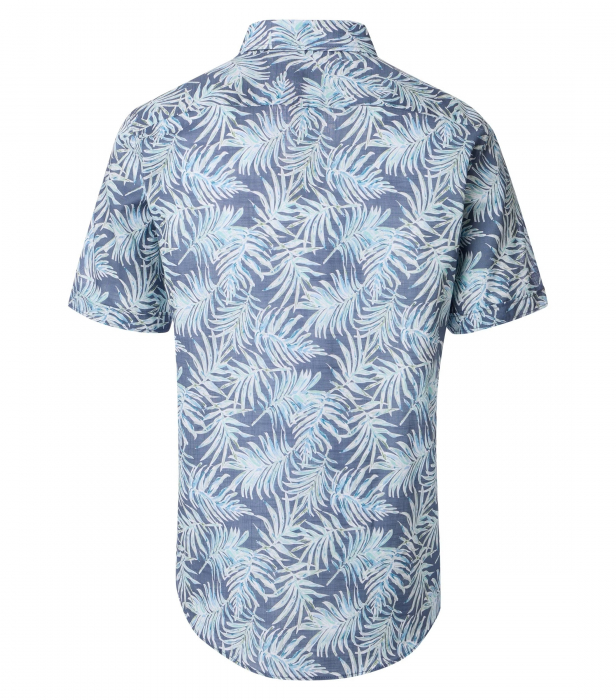 Camasa bumbac maneca scurta barbati CASA MODA CasualFit albastru frunze [2]