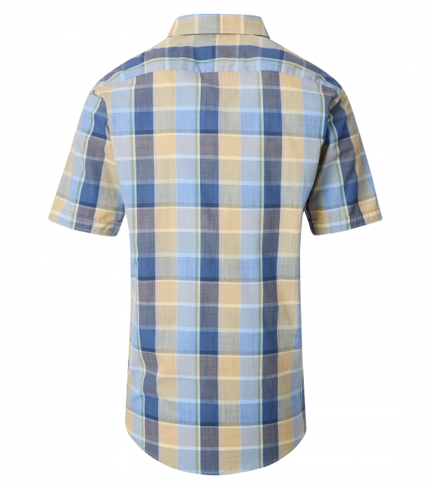 Camasa bumbac maneca scurta barbati CASA MODA CasualFit galben/bleu carouri [2]