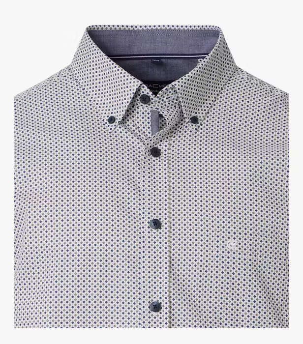 Camasa bumbac maneca scurta barbati CASA MODA CasualFit oliv rombulete [3]