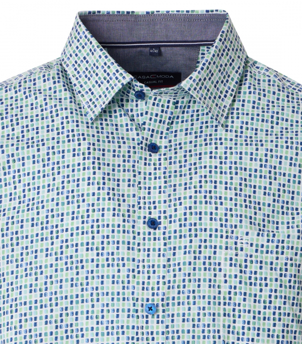 Camasa bumbac barbati CASA MODA CasualFit patratele turcoaz [3]