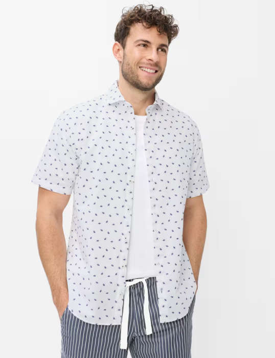 Camasa ,ameca scurta bumbac barbati BRAX HARDY alb print bleumarin [2]