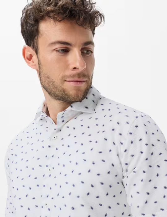 Camasa ,ameca scurta bumbac barbati BRAX HARDY alb print bleumarin [6]