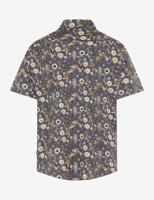 Camasa maneca scurta bumbac barbati BRAX HARDY P  maro print floral [2]