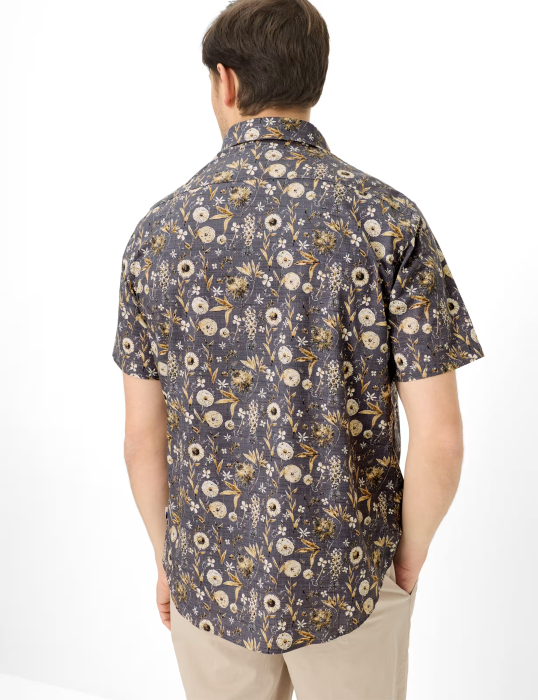 Camasa maneca scurta bumbac barbati BRAX HARDY P  maro print floral [4]
