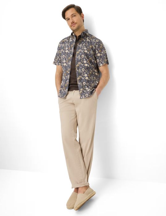 Camasa maneca scurta bumbac barbati BRAX HARDY P  maro print floral [5]