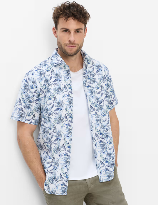 Camasa maneca scurta in/bumbac barbati BRAX HARDY P verde floral [3]
