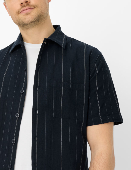 Camasa maneca scurta bumbac barbati  BRAX LUKE S  bleumarin dungulite [6]