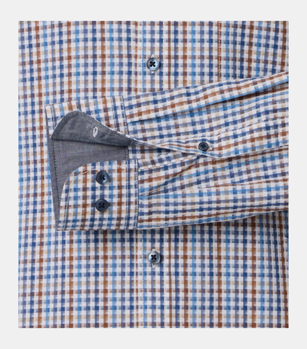 Camasa bumbac barbati CASA MODA CasualFit albastru patratele [4]