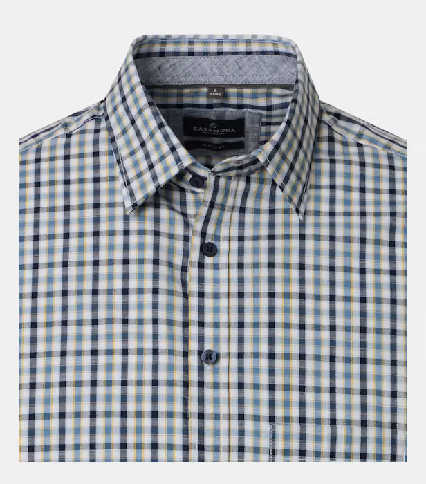 Camasa maneca scurta bumbac barbati CASA MODA CasualFit bleumarin carouri [3]