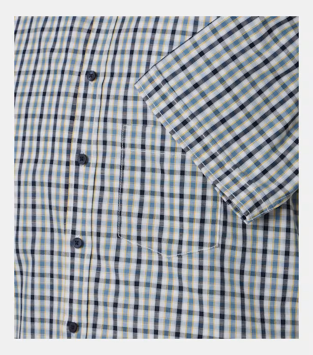 Camasa maneca scurta bumbac barbati CASA MODA CasualFit bleumarin carouri [4]
