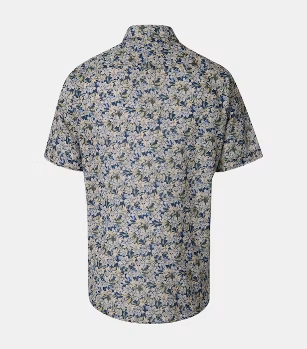 Camasa maneca scurta bumbac barbati CASA MODA CasualFit albastru floral [2]