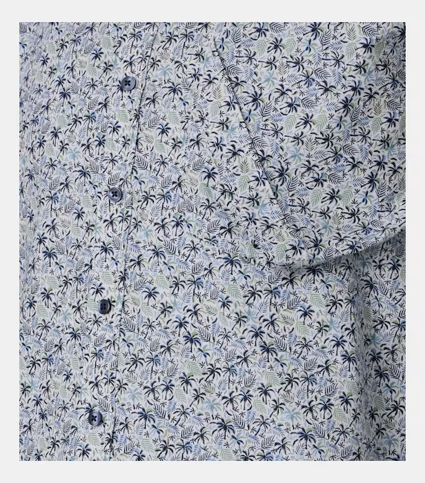Camasa maneca scurta bumbac barbati CASA MODA albastru print estival [4]