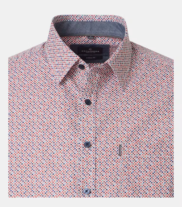 Camasa maneca scurta bumbac barbati CASA MODA rosu buline [3]