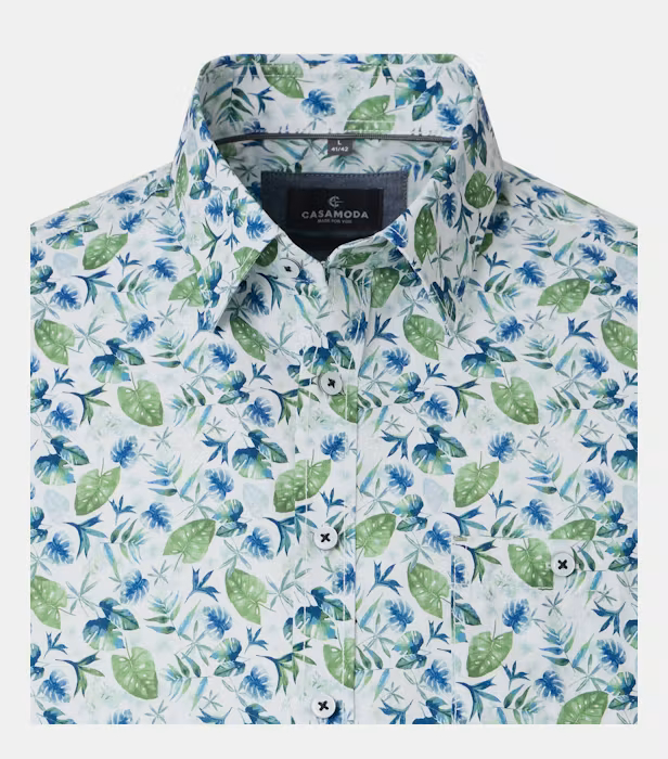 Camasa maneca scurta bumbac barbati CASA MODA verde frunze [3]