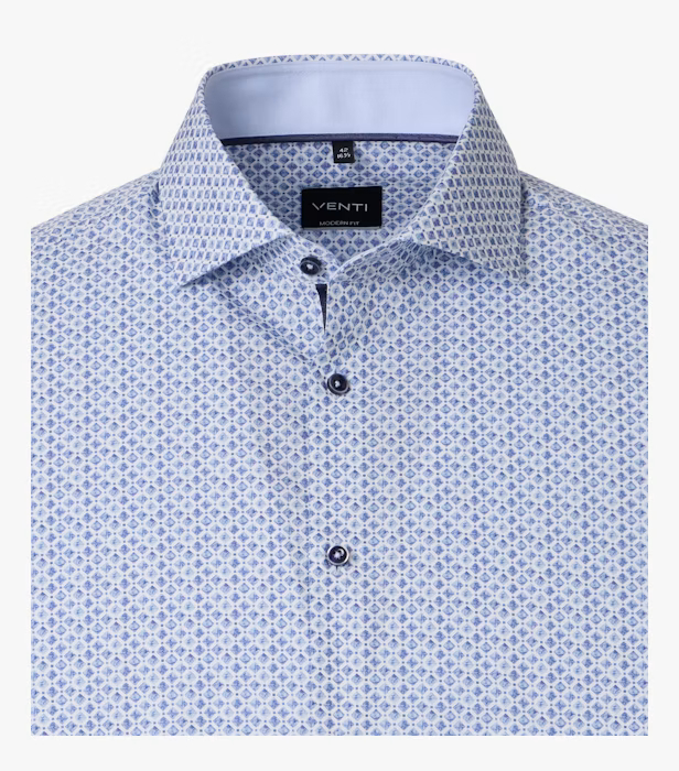 Camasa bumbac barbati VENTI ModernFit albastru rombulete [2]